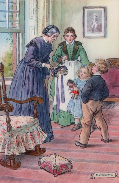 Illustration für Miss Beulahs Hut von Rose Terry Cooke von Charles Edmund Brock